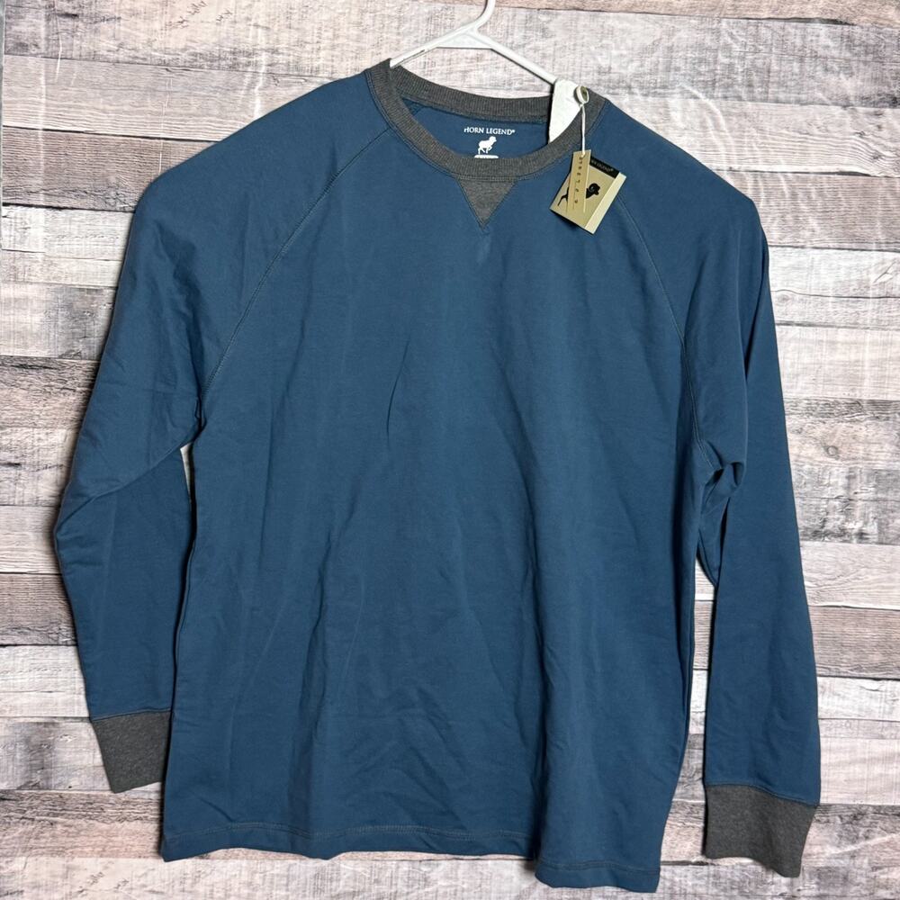 Horn Legend Mens Luxury Stretch Sweatshirt XL Blue Classic Outdoors NEW